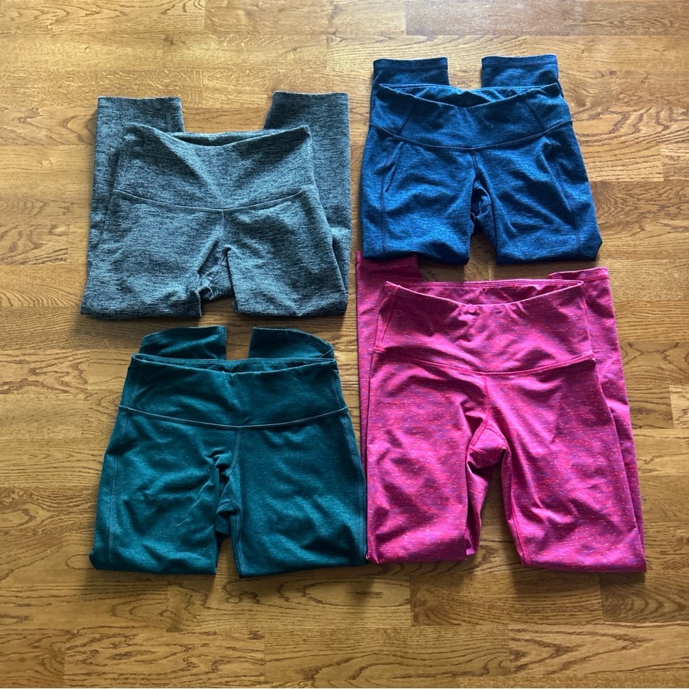 Old Navy Active Leggings Women S Petite 4 Pairs LOT Gray Pink Purple Blue Green